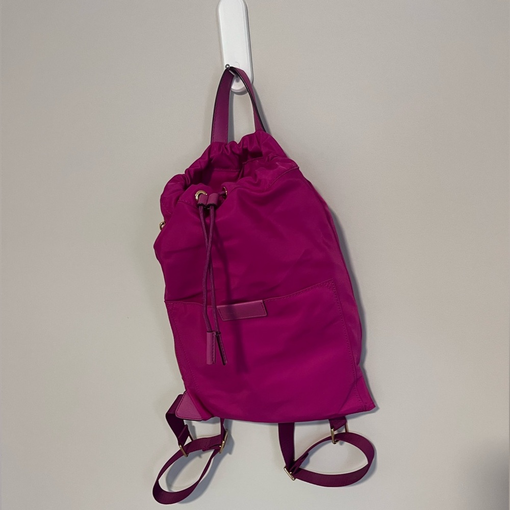 Marc Jacobs Nylon Drawstring Backpack Pink Fuchsia Mini Travel Bag